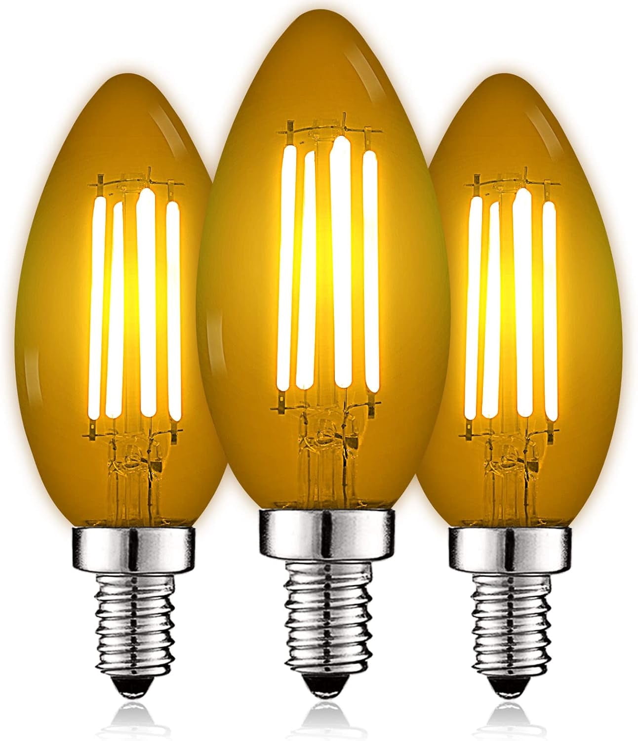 E12 LED Filament Yellow Light Bulbs, 4.5W (40W Equivalent) (3 Pack ...