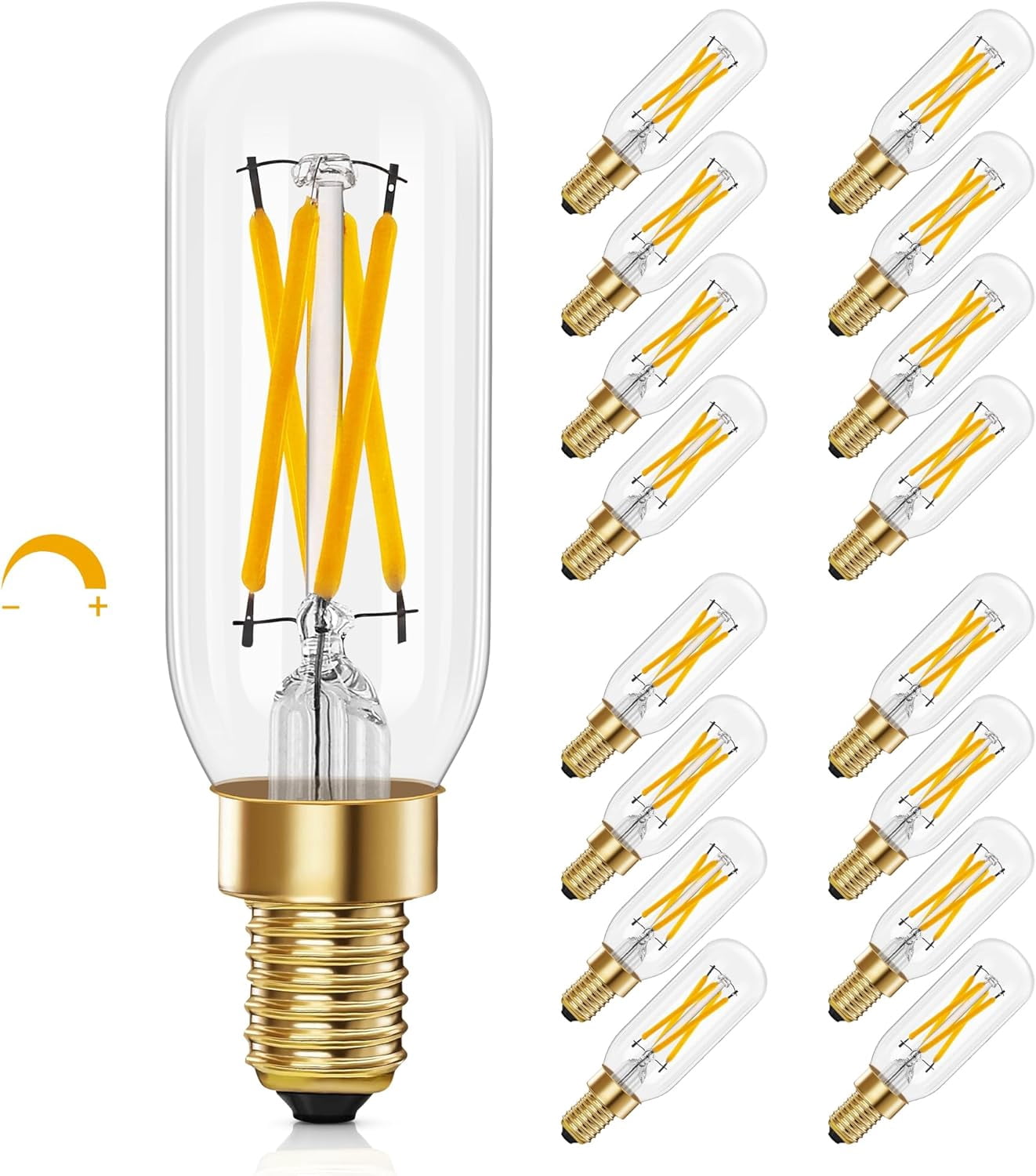 E12 LED Light Bulb 4W Dimmable 40W Equivalent 16-Pack, T6 E12 Candelabra Bulb 400LM LED Filament Bulbs 2700K Warm White with Clear Glass for Chandeliers, Ceiling Fan,Pendant,Wall Sconce,CRI 85+