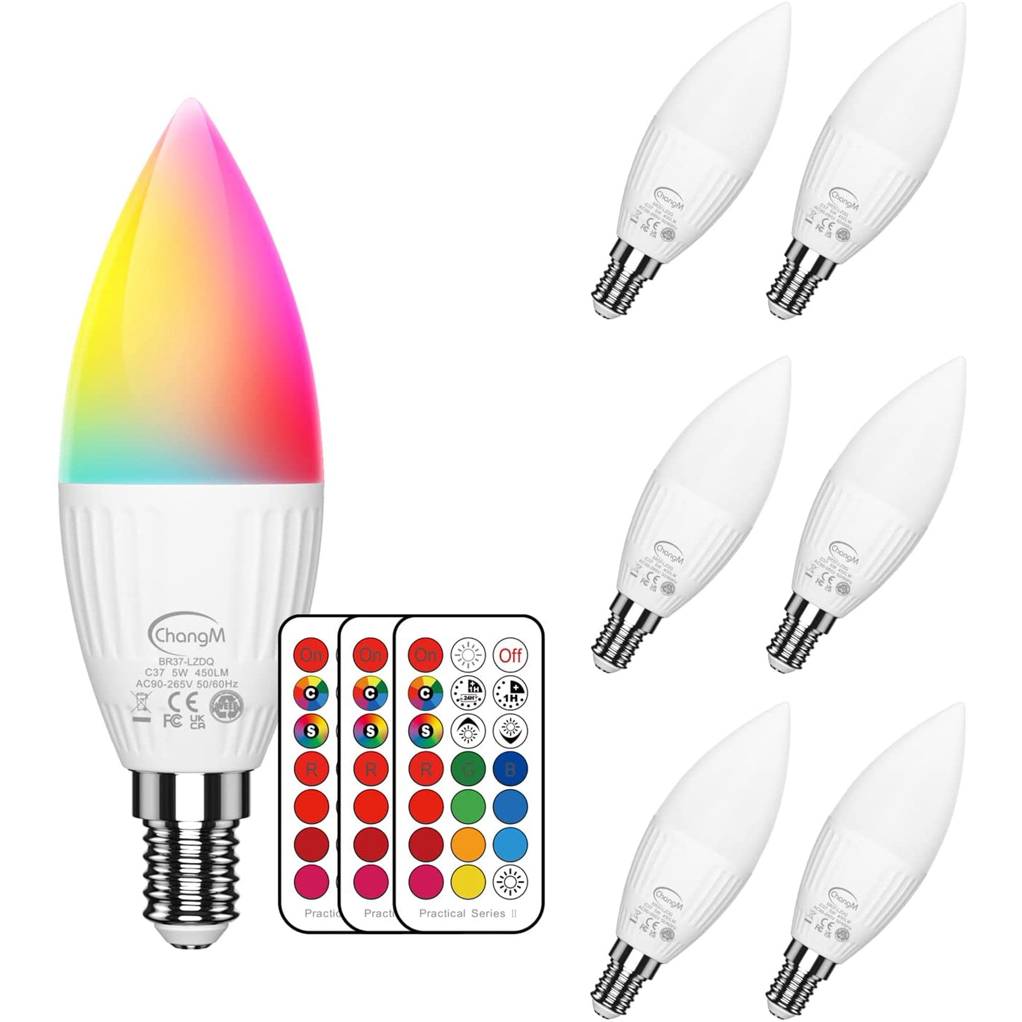 E12 LED Light Bulbs 5W, 40W Equivalent, Dimmable Color LED Bulb with