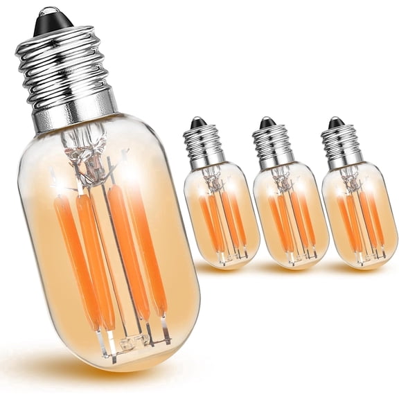 E12 Night Light Bulb Salt lamp Bulb, 15W-20W Equivalent, T22 Amber Sleep Light Bulb, 4Pack