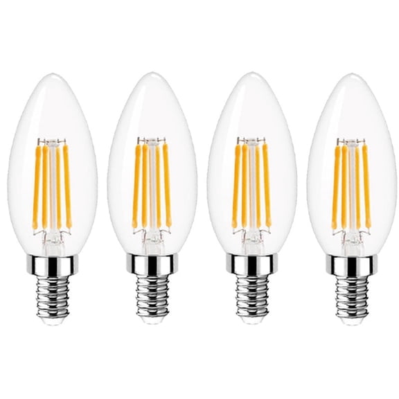 E12 base LED bulb 6W (4 pieces per pack) 2700K non-dimmable decorative filament bulb, white and warm light suitable for indoor use, living room, bedroom, kitchen, etc