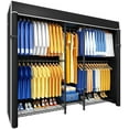 thumbnail image 1 of E12C Heavy Duty Closet Organizer System，Freestanding Clothing Rack, Adjustable Garment Rack 71" W x 16" D x 76.5" H Holds 960 lbs, Black Rack with Black Dustproof Cover, 1 of 6