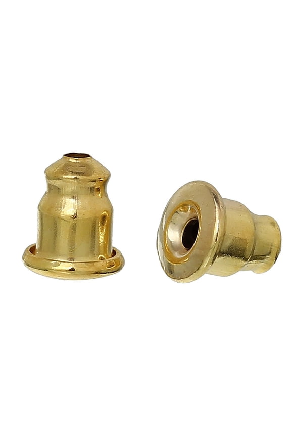 E132B - 1000pcs (500 Pairs) Gold Plated Ear Nuts - 5.5mm x 5mm - Earring Stoppers! - Bullet Design - High Quality! Hole Size: 1mm