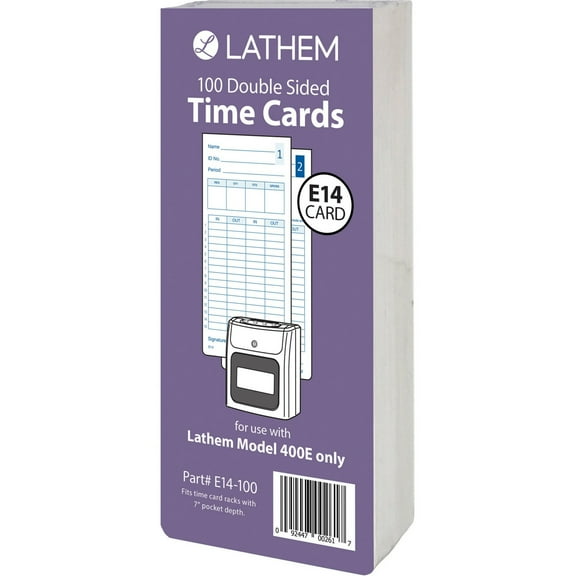 E14-100 Time Cards Bi-Weekly/Monthly/Semi-Monthly/Weekly, Two Sides, 7"