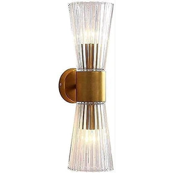 E14 2 Heads Up Down Glow Wall Lamp H65 All Bronze Crystal Wall Light High Light Transmittance Corridor Lights Decoration Living Room Cafe Bar