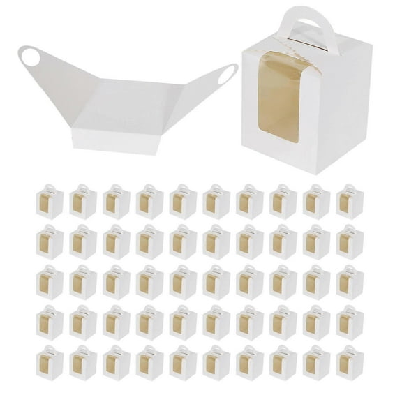 50 PCS Single Cupcake Boxes White Individual Cupcake Carrier Holders with Window Inserts for Bakery,