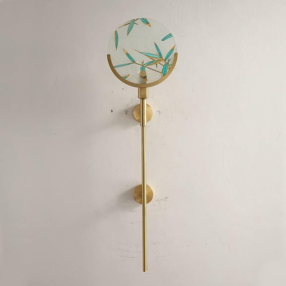 E14 Round Shape All Bronze Wall Lamp Enamel Ice Flower Glass Wall Light New Chinese Creativity Corridor Lights Decoration Living Room Restaurant Cafe