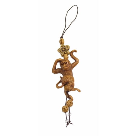 E142119-9 Brown Monkey with Star Flower Cell Phone Good Luck Charm Strap Accessory Gift