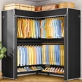 thumbnail image 1 of Ulif E15C Pro Heavy Duty Freestanding L-Shaped Garment Rack, Closet Organizer System with Dustproof Cover, 48.8x15.8x78.4", Black, 1 of 8