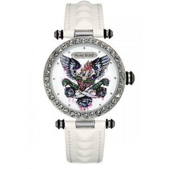E15087M2 Womens White Graffiti Stap Watch