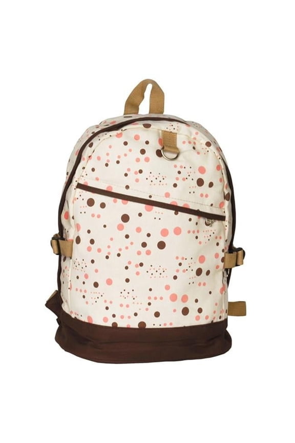 E168-BROWN Happy Painting Fabric Art School Backpack Outdoor Daypack White