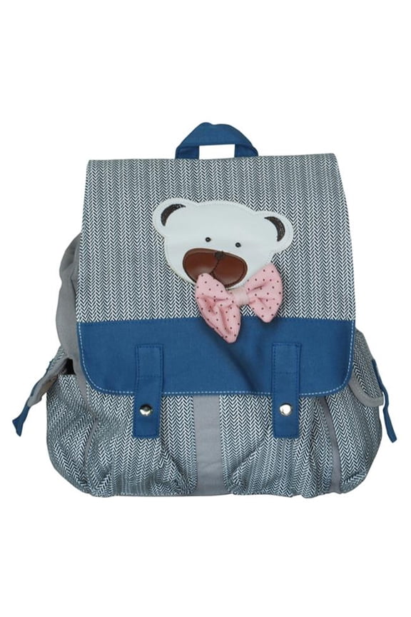 E169-BLUE Young Bear Fabric Art School Backpack Outdoor Daypack Blue
