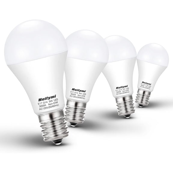 E17 Mid-Base LED Bulb, 3000K Warm White, 5 Watt (40 Watt Equivalent), 500 Lumens, Non-Dimmable Ceiling Fan Chandelier Light Bulb (4-P)