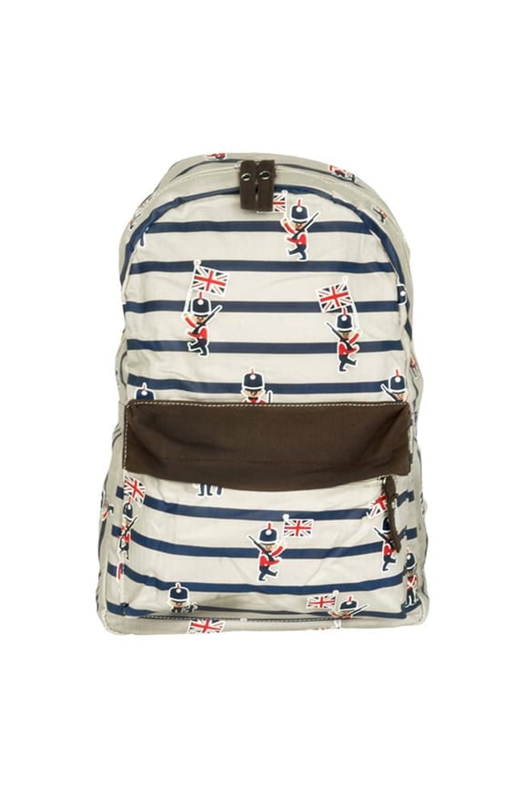 E177-COFFEE Happy Man Fabric Art School Backpack Outdoor Daypack Blue