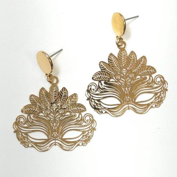 E1825 | Feather Mask Dangle Earrings | 25E2887