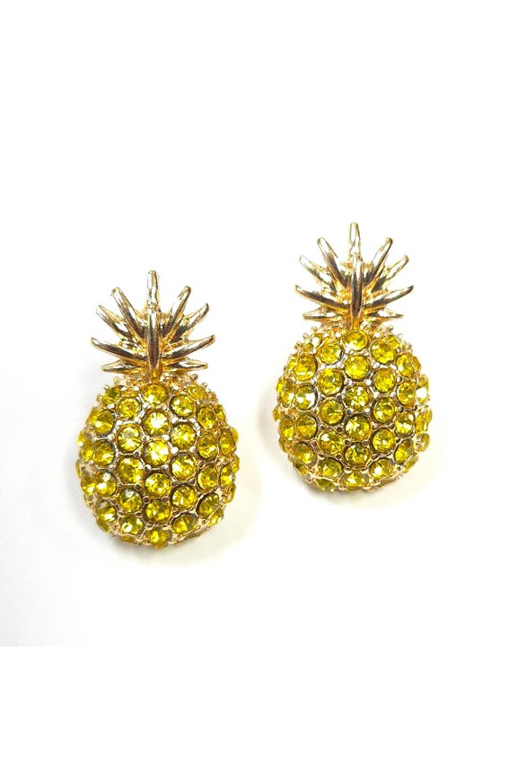 Pineapple Stud Earrings- Green Tone