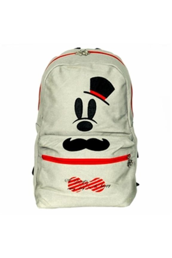 E190-GRAY Lovely Beard Fabric Art School Backpack Outdoor Daypack Gray