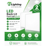 E2 Lighting 2-pack 2x2 LED Back-Lit Panel Light, 20W/25W/30W/35W/40W Selectable, 5CCT, 2.5 Aux Sensor Base, 120-277V