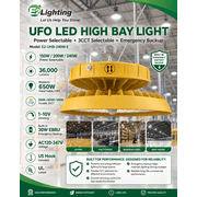 E2 Lighting LED UFO High Bay Light, 150W/200W/240W Selectable, 3CCT, Emergency Battery Backup