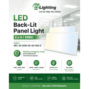 E2 Lighting Flat Panel LED Ceiling Light, 2X4 LED Edge Lite Flat Panel Light with Emergency Battery Backup, 2 Pack