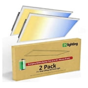 E2 Lighting Flat Panel LED Ceiling Light, 2X4 LED Edge Lite Flat Panel Light with Emergency Battery Backup, 2 Pack