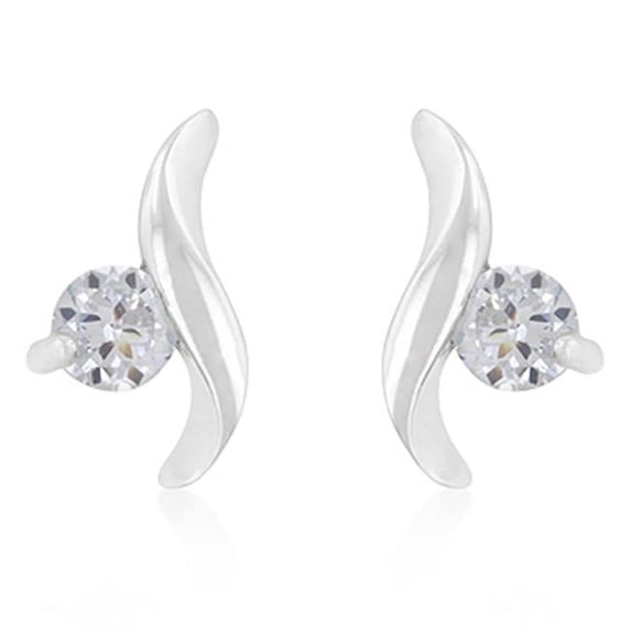 E20128R-S01 Twisting Solitaire CZ Earrings