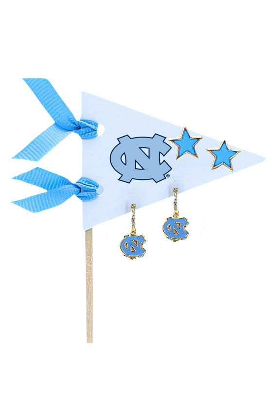 E203 - UNC : University of North Carolina Pennant Pair College Logo Earring Set