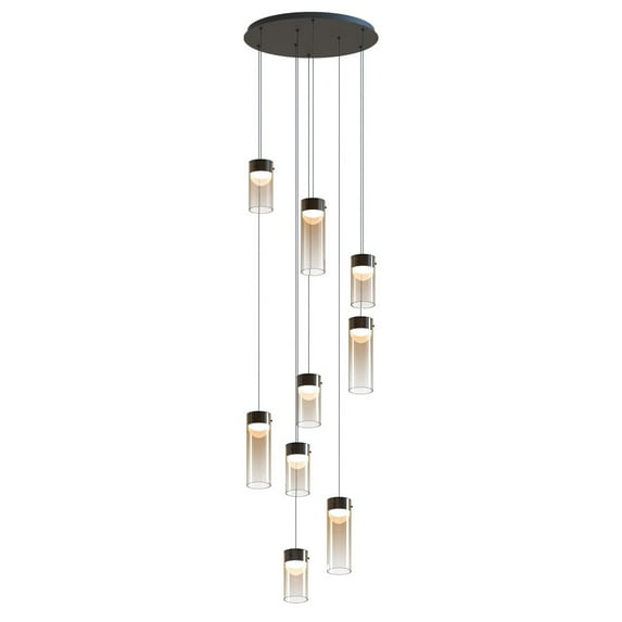 E21189-05GM-ET2 Lighting-Highball - 72W 9 LED Pendant-12.5 Inches Tall and 22.75 Inches Wide-Gunmetal Finish-Amber Glass Color