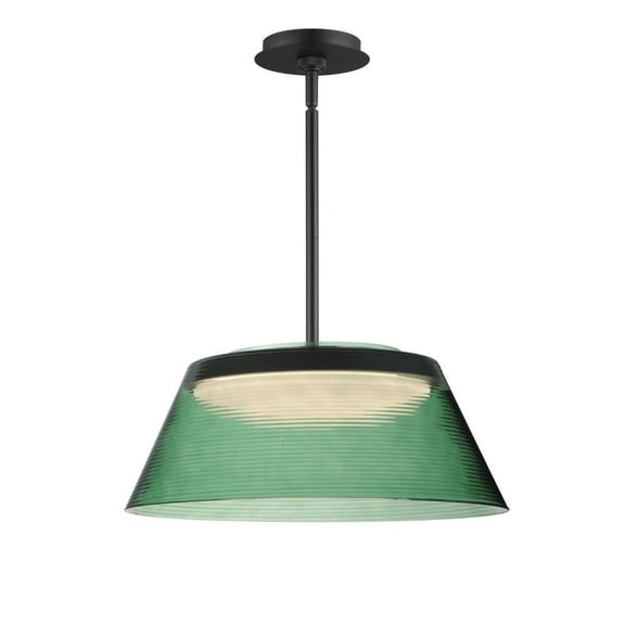 E22088-04BK ET2 Lighting Jensen - 28W 1 LED Pendant-7.5 Inch Tall and 18 Inch Wide-Black Finish-Green Glass Color