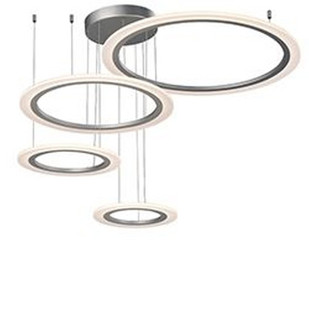 Saturn II Matte Silver LED Pendant Light with Frosted Acrylic Shade