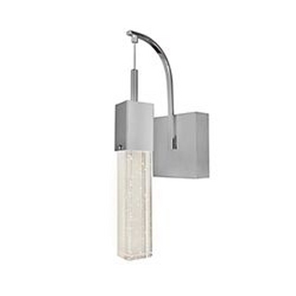 Polished Chrome Dimmable LED Sconce with Etched Bubble Glass