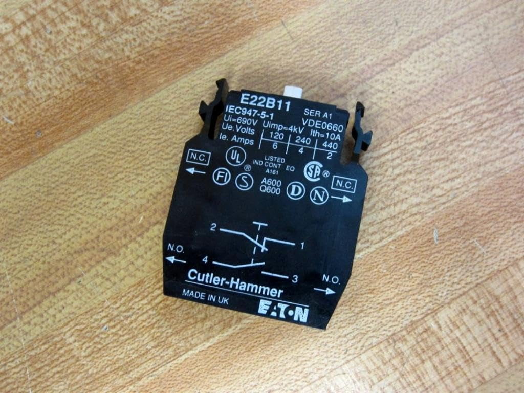 E22B11 Contact Block, 1NO/1NC, 10A,