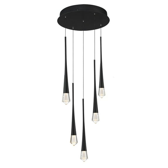 E24225-122BK-ET2 Lighting-Pierce - 15W 5 LED Pendant-19 Inches Tall and 13 Inches Wide-Black Finish