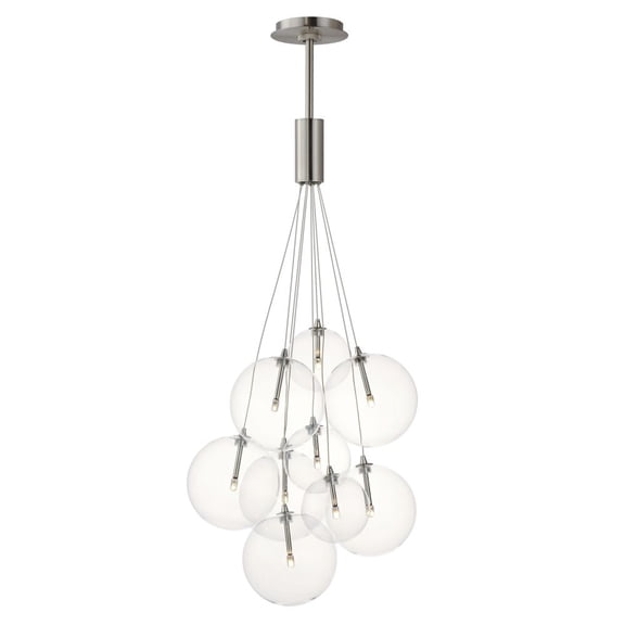 E25087-18SN-ET2 Lighting-Burst - 16.2W 9 LED Pendant-43.25 Inches Tall and 19.75 Inches Wide-Satin Nickel Finish-Clear Glass Color
