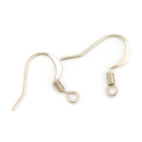 E251B - 100 pcs Copper 14K Gold Plated Earring Hooks with Spring - 17mm x 17mm - Hole Size: 1.6mm