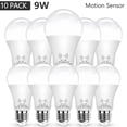 thumbnail image 1 of 10-Pack Dusk to Dawn Light Bulbs Outdoor 80 Watt Equivalent, 9W 6000K,800 Lumen, Motion Sensing LED Bulb for Wall lamp Porch Garage Yard Light, 1 of 8