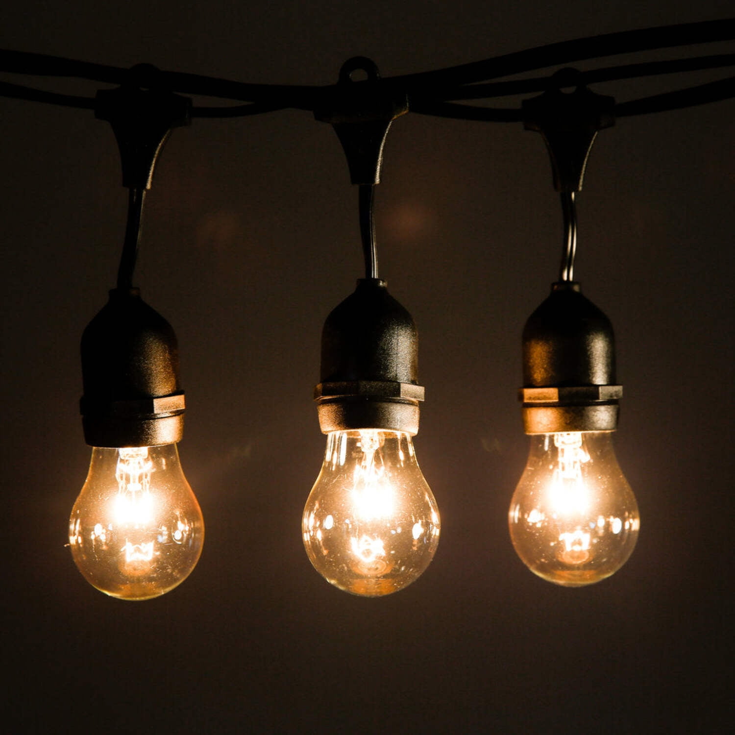 E26 Commercial Outdoor String Lights with Suspended S14 Clear Light Bulbs