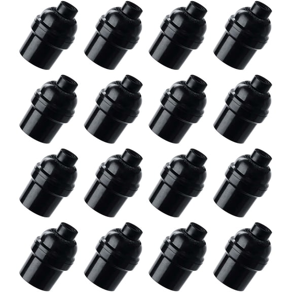 E26 E27 Light Socket,16-Pack Black Edison Retro Pendant lamp Holder, E26 E27 Plastic Standard Screw-in Socket Maximum Wattage 250W Heat Resistant Up to 200℃ Fire Resistant