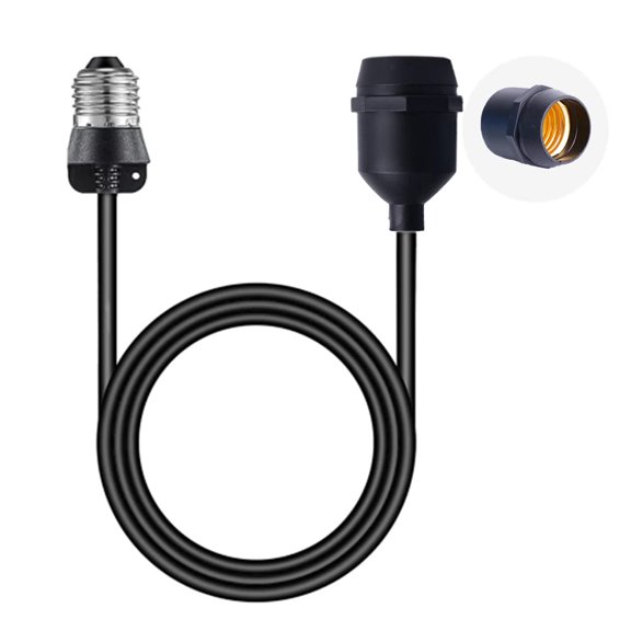 E26/E27 Light Socket Extender Cord,E26 to E26 Socket Extender, 6.6 FT Extension, Outdoor String Lights Extension for Backyard, Porch, Garden Indoor Outdoor Porch Garage Patio Use (1)