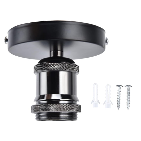 E26 E27 Light Socket, Vintage Ceiling Lamp Holder, 100240V Lamp Socket with Accessories, Screw Head Light Bulb Holder Base for Kitchen Bedroom Living Room, Black