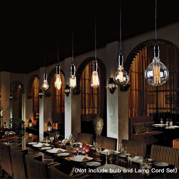 E26 E27 Light Sockets, 8 Packs Edison Period Retro Style Pendant Lamp Holder, Replacement DIY Pendant E26 Medium Base Screw Light Holder, Maximum Wattage 100W, Vintage Black Light Bulb Socket$$Tools