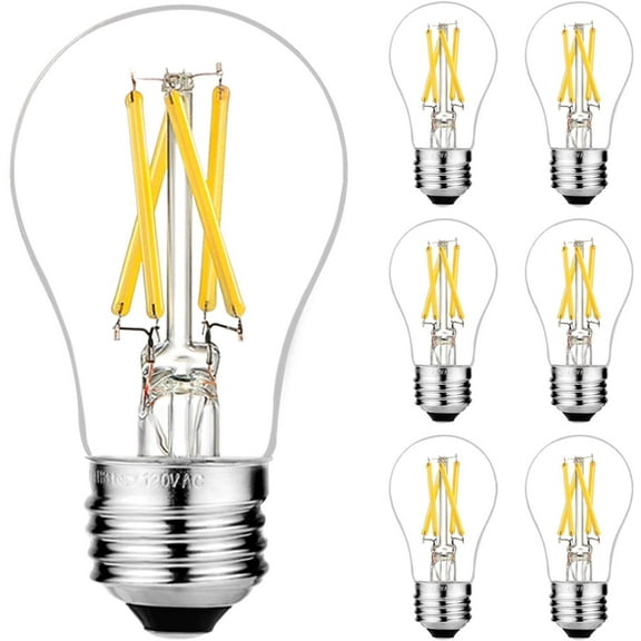 E26 Edison Bulb 6W=60 watt Light Bulb Dimmable Daylight 5000K Edison Light Bulb 60 Watt AC120V A15 led Bulb for Ceiling Fan,Vanity,Refrigerator,Wall scones 600lm E26 Light Bulb 6Pack