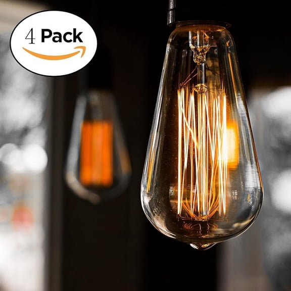 E26 Edison Bulbs, Bravelight Antique Vintage Light Bulbs, Incandescent Light Bulbs, ST64 40W 2700K Warm Dimmable, Squirrel Cage Filament Edison Light Bulb for Table Lamp Home Office Decorative 4 Pack