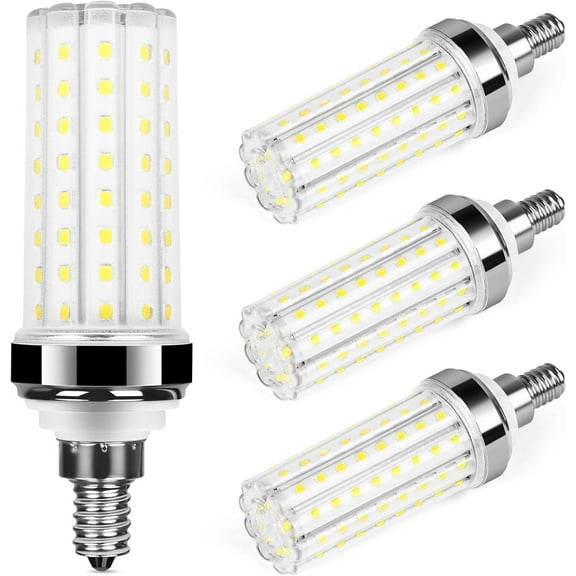 E12 LED Bulb, LED Corn Light Bulb 150w Equivalent 1500 Lumen 6000K Daylight White 20W Ceiling Fan LED Light Bulb for Home Garage Warehouse Indoor Outdoor Led Corn Bulb Pack of 4