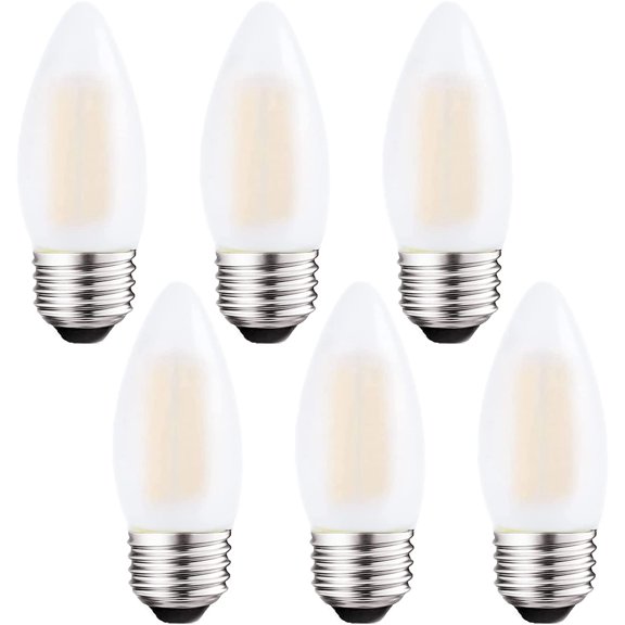 E26 LED Candelabra Light Bulbs 60W Equivalent, Dimmable 6W 3000K Soft White B11 Chandelier Frosted Glass Decorative Candle Light Bulbs, 6 Pack