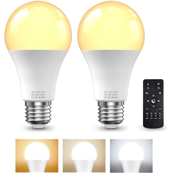 Led Remont E26 LED Light Bulbs with Remote Control, 9W LED Bulbs 60W Equivalent ...