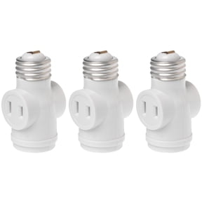 E26 Light Bulb Socket to 2 Polarized Outlet Adapter Convert Light Socket to 2 Prong Outlet Plugs | 3 Pack