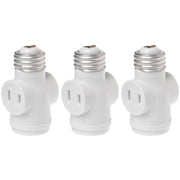E26 Light Bulb Socket to 2 Polarized Outlet Adapter   Convert Light Socket to 2 Prong Outlet Plugs | 3 Pack