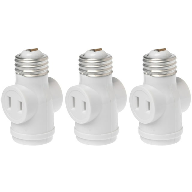 E26 Light Bulb Socket to 2 Polarized Outlet Adapter Convert Light Socket to 2 Prong Outlet