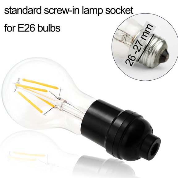 E26 Light Socket Holder 18 Pack Basic Black for Standard Bulbs